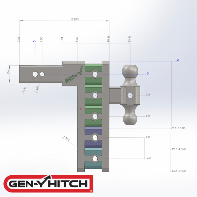 Gen-Y 2" Adjustable Tow Hitch w/ 5" Drop